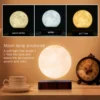 Levitating Moon Magnetic Floating Night Light, Creative Table 3D Printed LED Lamp with Wooden Base for Gift Office Bedroom Home