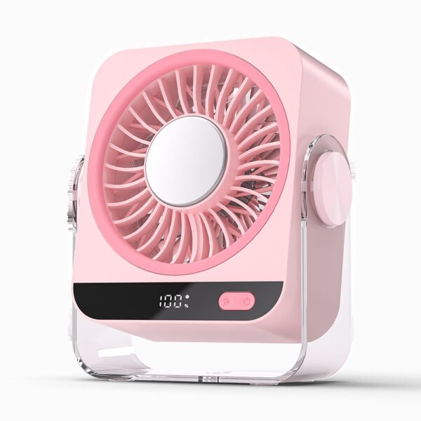HydroChill 5-Speed Rechargeable Desk Fan with Smart LED Battery Display