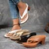 Aura Luxe Square-Heel Slide Sandals – Premium PU Leather Summer Wedges