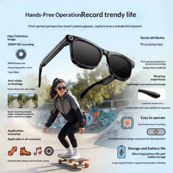 Look, Snap & Create: Smart AI Sunglasses with Hands-Free HD Video & Bluetooth Calling