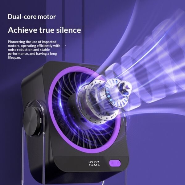 HydroChill 5-Speed Rechargeable Desk Fan with Smart LED Battery Display