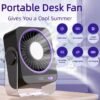 HydroChill 5-Speed Rechargeable Desk Fan with Smart LED Battery Display