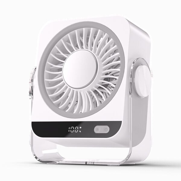 HydroChill 5-Speed Rechargeable Desk Fan with Smart LED Battery Display