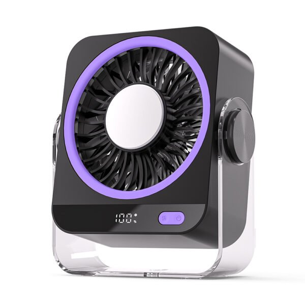 HydroChill 5-Speed Rechargeable Desk Fan with Smart LED Battery Display