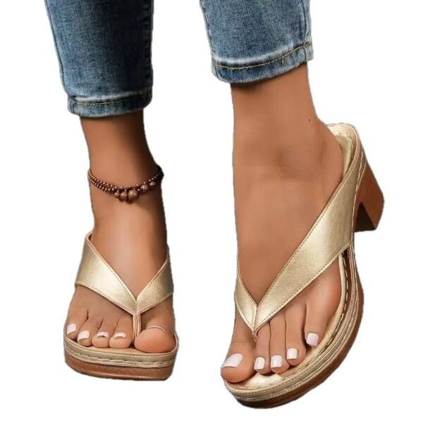 Aura Luxe Square-Heel Slide Sandals – Premium PU Leather Summer Wedges