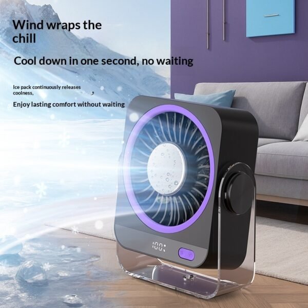 HydroChill 5-Speed Rechargeable Desk Fan with Smart LED Battery Display