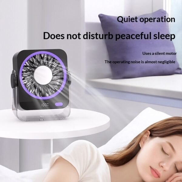 HydroChill 5-Speed Rechargeable Desk Fan with Smart LED Battery Display