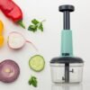 Manual Food Chopper – 3-Blade Hand Push Vegetable Cutter