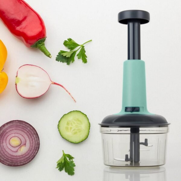 Manual Food Chopper – 3-Blade Hand Push Vegetable Cutter