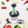 Manual Food Chopper – 3-Blade Hand Push Vegetable Cutter