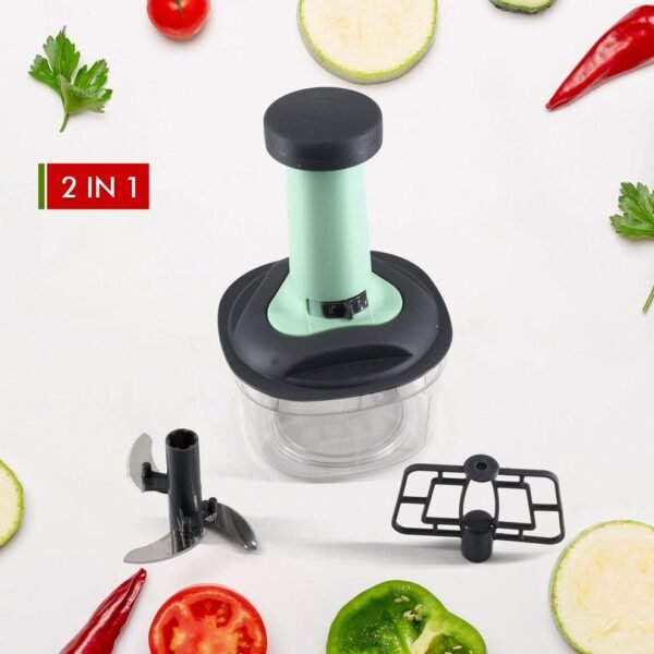 Manual Food Chopper – 3-Blade Hand Push Vegetable Cutter