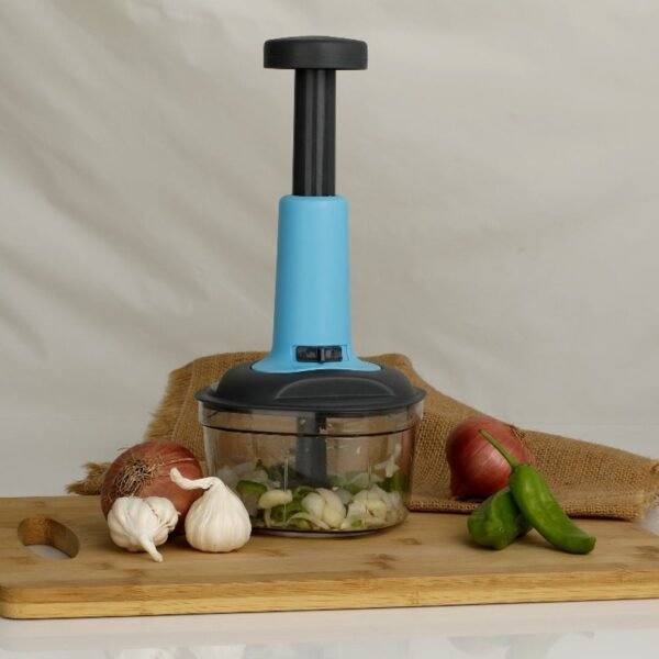 Manual Food Chopper – 3-Blade Hand Push Vegetable Cutter