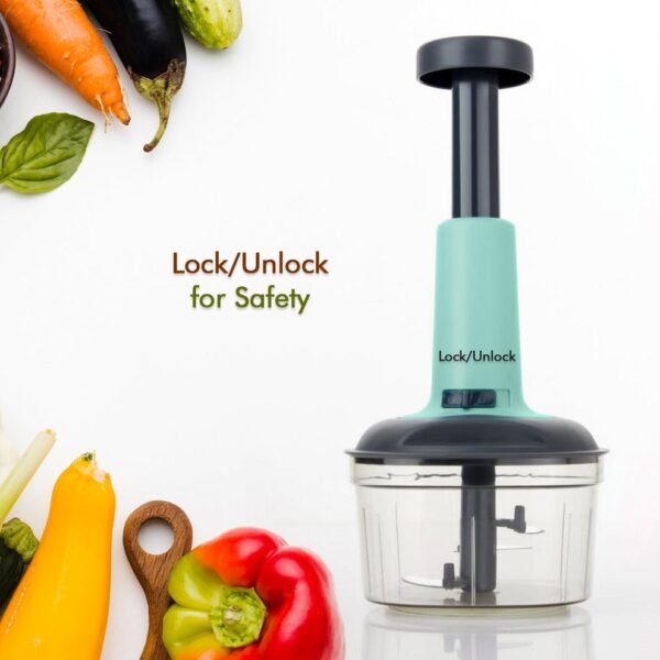 Manual Food Chopper – 3-Blade Hand Push Vegetable Cutter