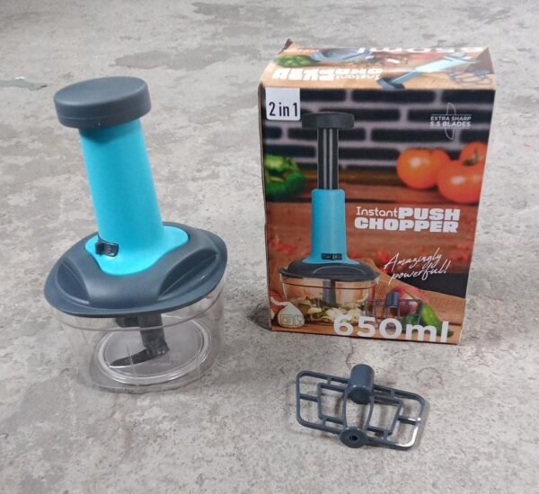 Manual Food Chopper – 3-Blade Hand Push Vegetable Cutter