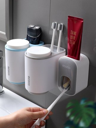 2669573436006.jpg Wall Mounted Automatic Toothpaste Holder Bathroom Accessories Set Dispenser