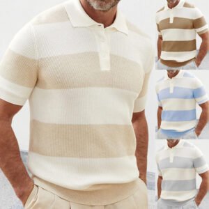 529b92fd-4b94-49f6-a9fe-8486862bc37f.jpg Mens Clothing Summer Fashion Lapel Sweater Short Sleeve Men Clothing Men Wears