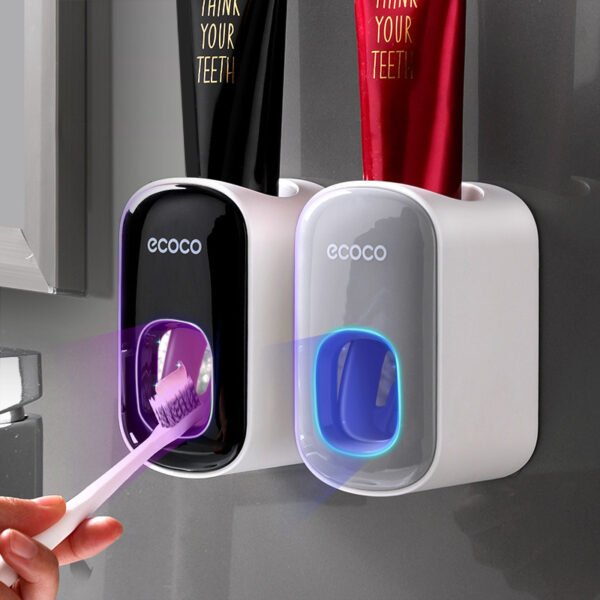 83244b96-d064-453c-94ba-21ea950ceb8f.jpg Wall Mounted Automatic Toothpaste Holder Bathroom Accessories Set Dispenser