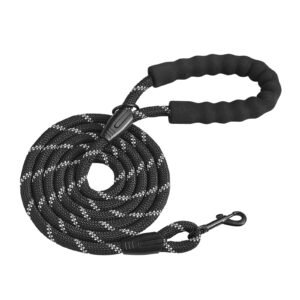 8645457d-2a95-46b3-9d3e-faed0b432a74.jpg Rope Dog Leash, 6ft Heavy Duty Dog Leash With Comfortable Padded Handle, Strong Nylon Thick Leash With Reflective Threads, Dog Walking And Training Leash, For Medium Large Dogs (1/2 In, Black)