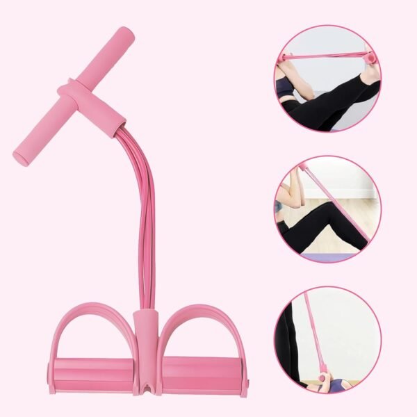 Multifunction Pedal Resistance Band, 4-Tube Elastic Pull Rope For Home Yoga, Leg Exercise, Sit-Up Assistant, Full Body Stretching & Strength Training Fitness Tension Rope